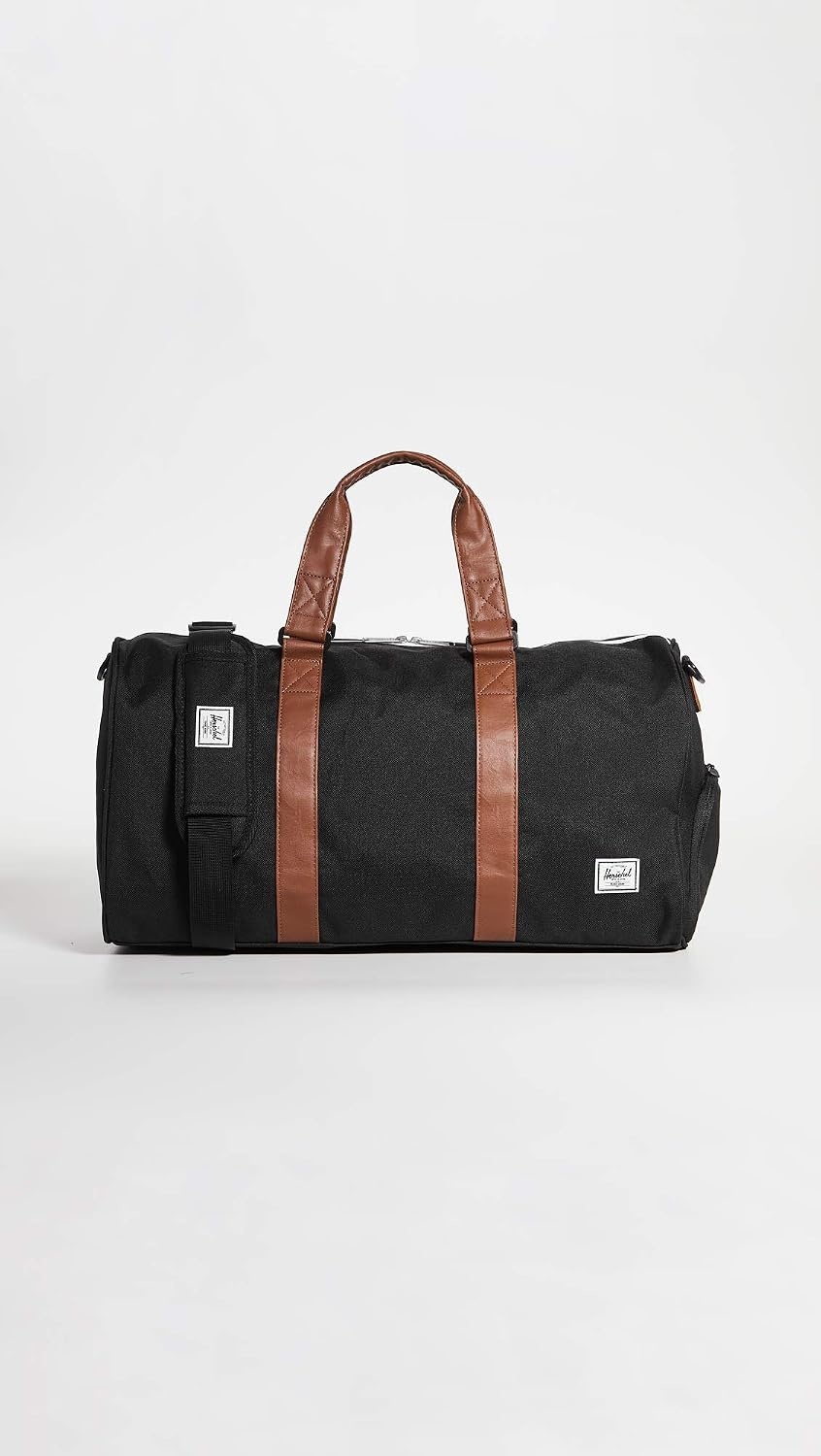 image:imageHerschel Novel Duffel Bag Raven Crosshatch Classic 425LBlackTan Synthetic Leather
