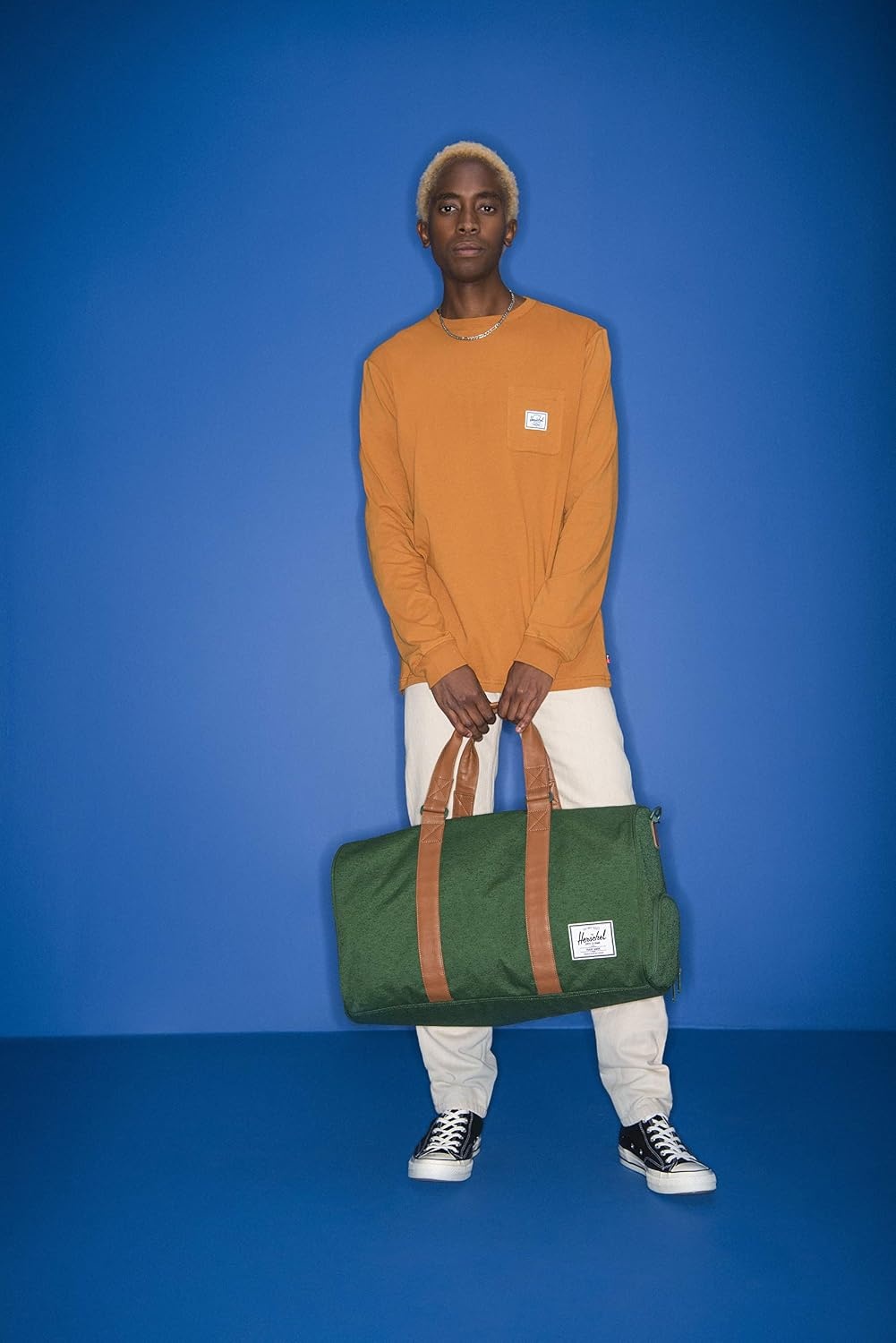 image:imageHerschel Novel Duffel Bag Raven Crosshatch Classic 425LBlackTan Synthetic Leather