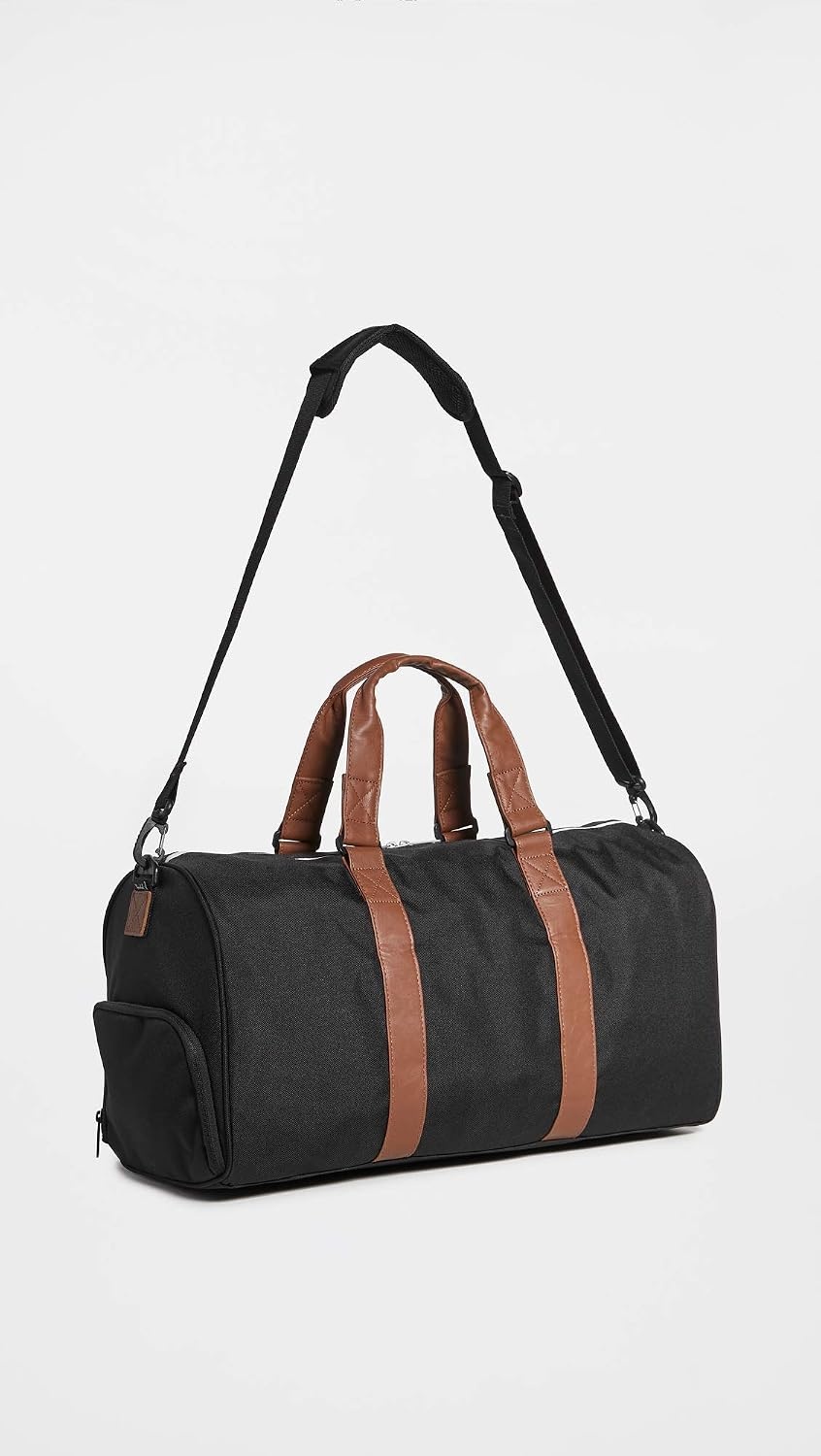 image:imageHerschel Novel Duffel Bag Raven Crosshatch Classic 425LBlackTan Synthetic Leather
