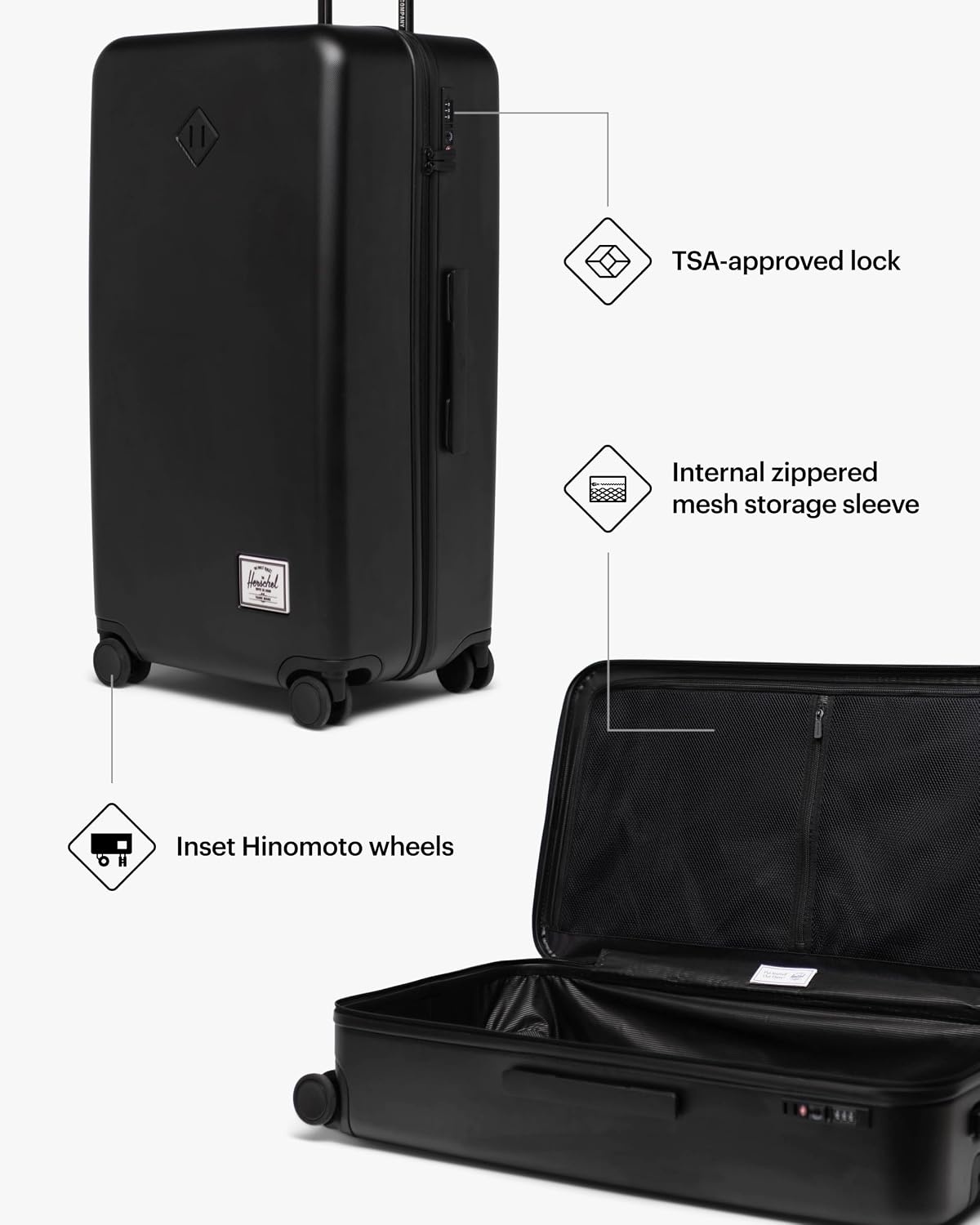 image:imageHerschel Supply Co Heritage Hardshell Medium Luggage EXP Black One SizeAsh Rose