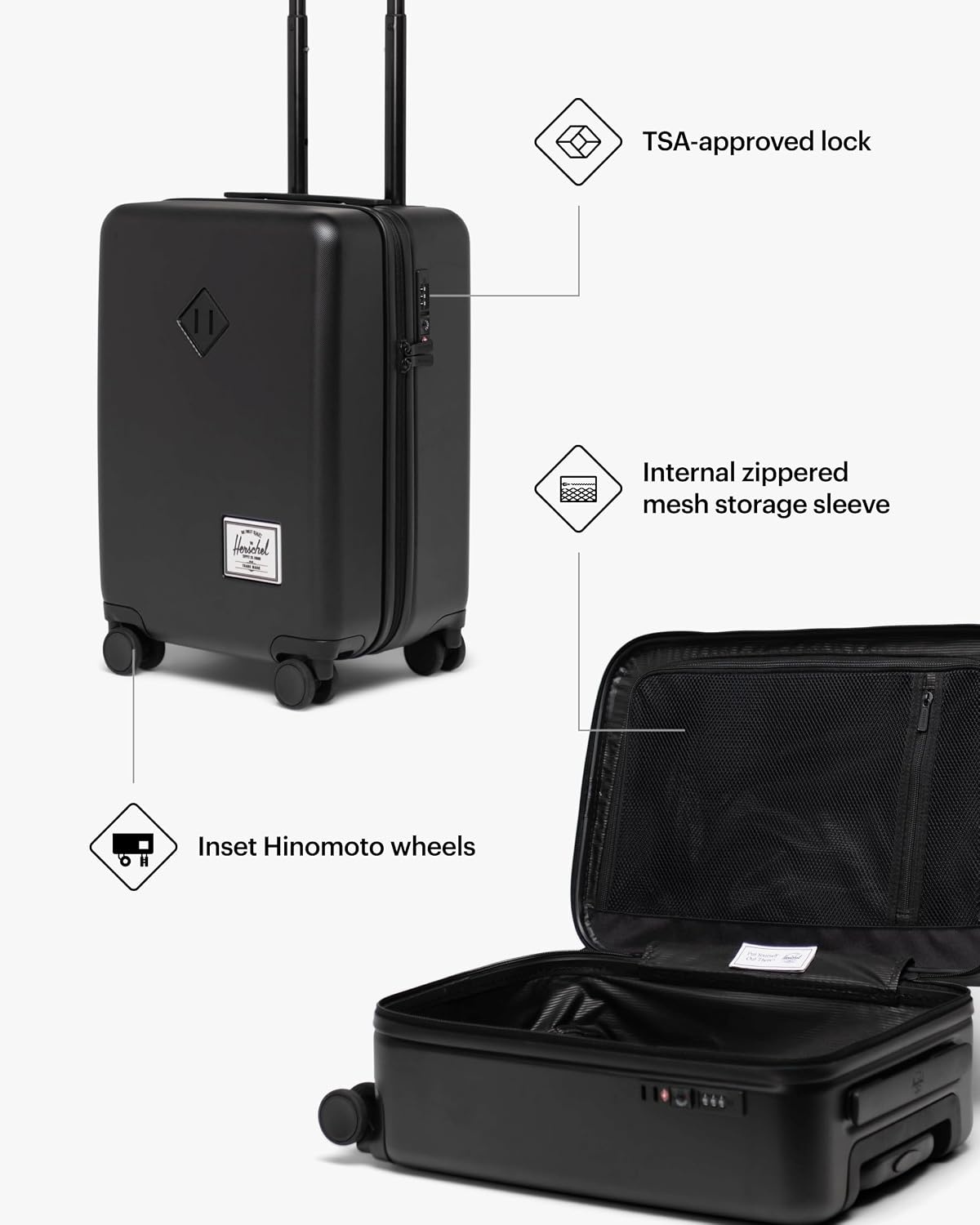 image:imageHerschel Supply Co Heritage Hardshell Medium Luggage EXP Black One SizeAsh Rose