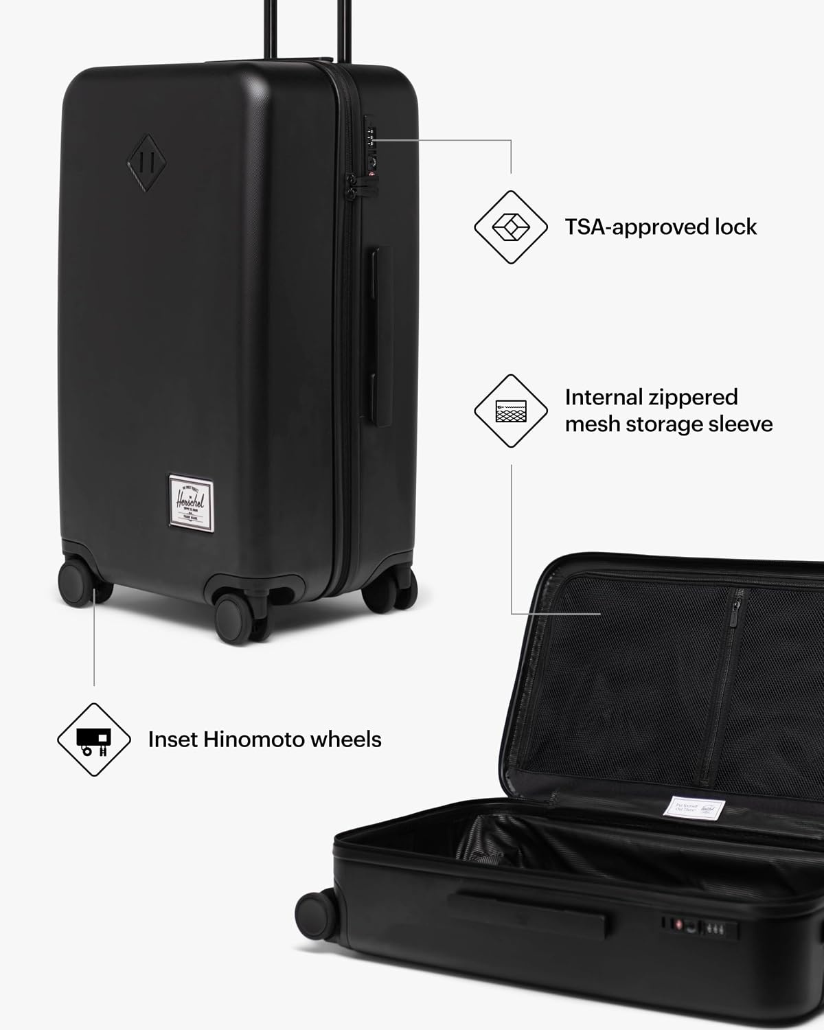 image:imageHerschel Supply Co Heritage Hardshell Medium Luggage EXP Black One SizeBlack