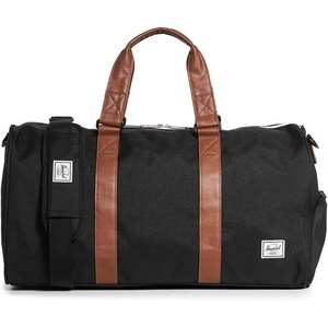 Herschel Novel Duffel Bag, Raven Crosshatch, Classic 42.5L(Black/Tan Synthetic Leather)