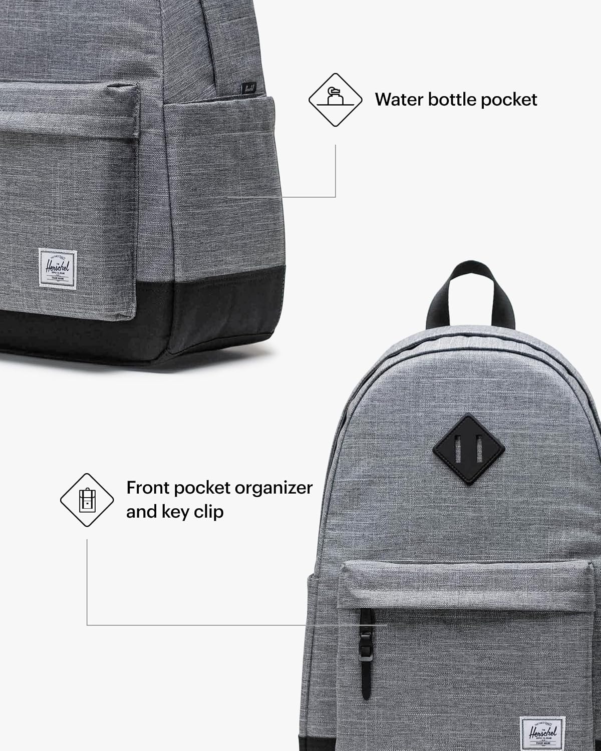 image:imageHerschel Heritage BackpackRaven Crosshatch