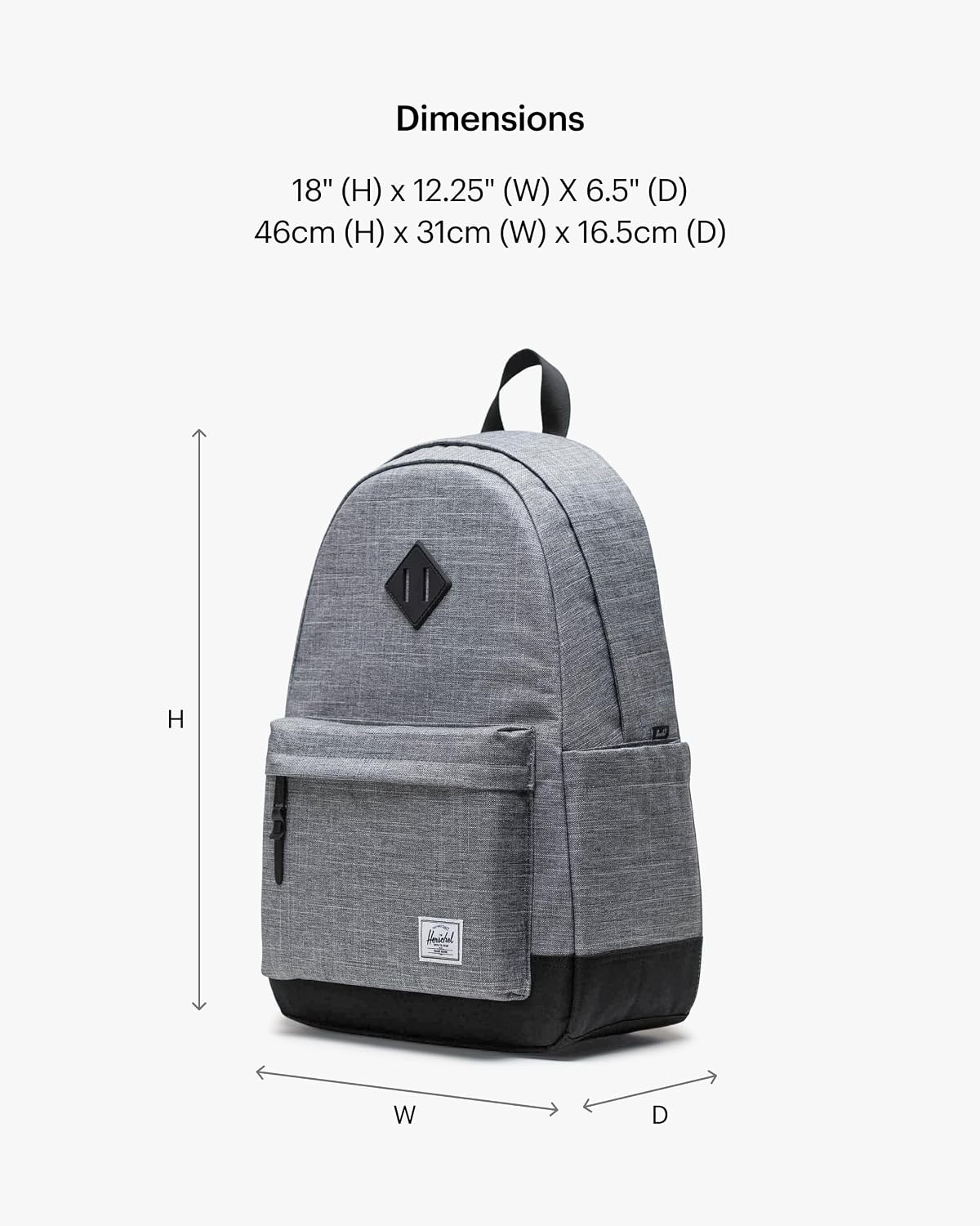 image:imageHerschel Heritage BackpackRaven Crosshatch