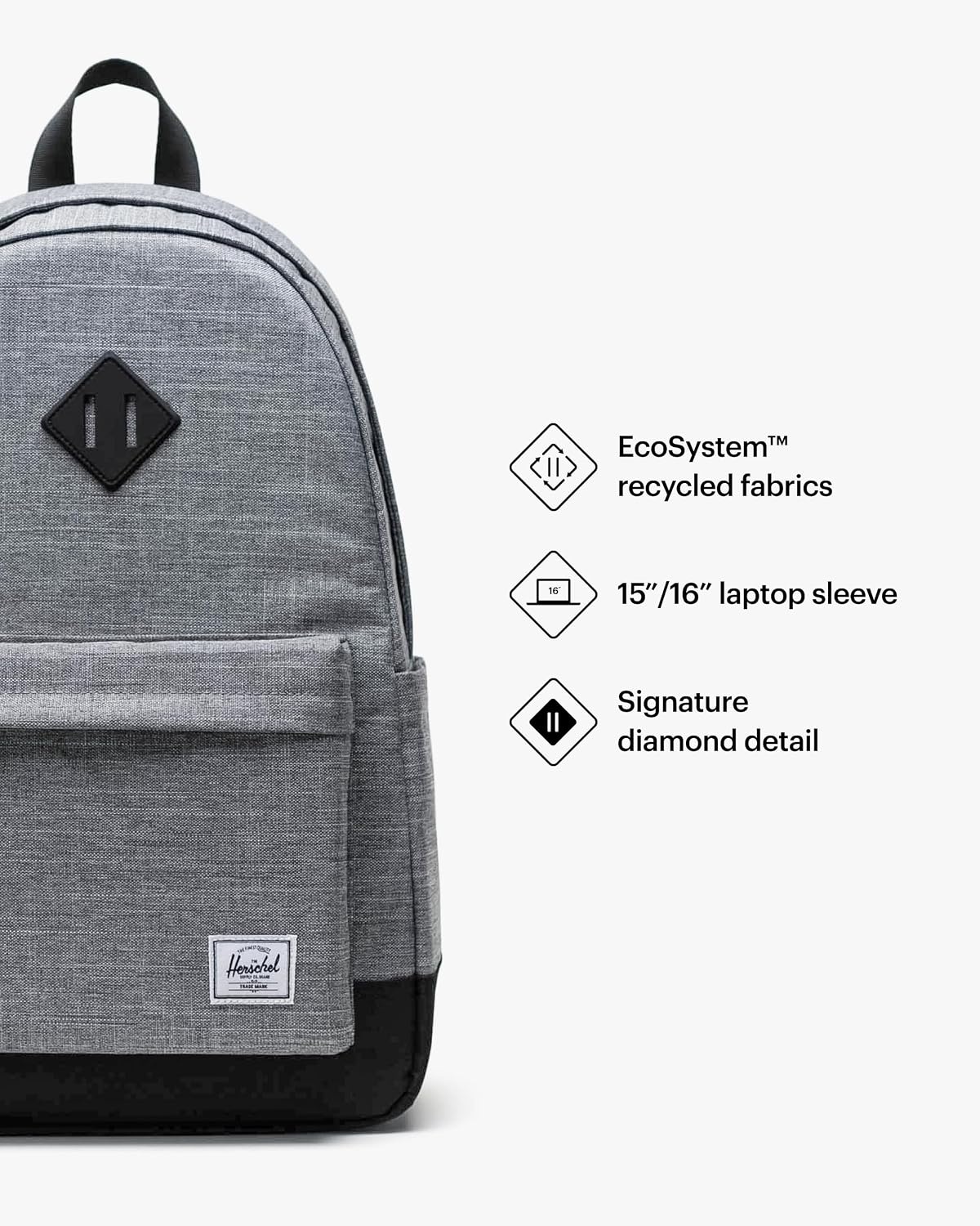 image:imageHerschel Heritage BackpackRaven Crosshatch