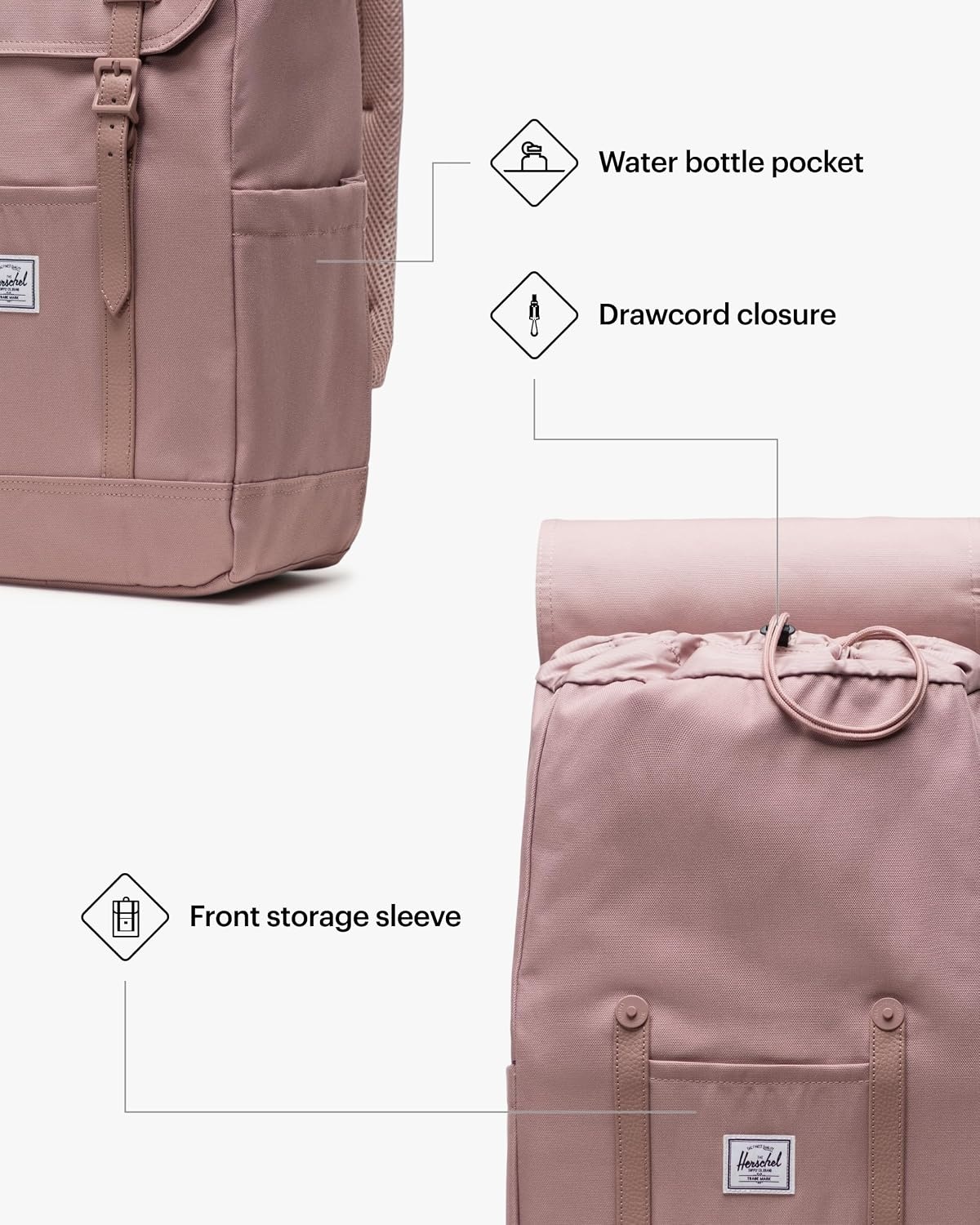 image:imageHerschel Retreat Backpack Black Standard 23LAsh Rose