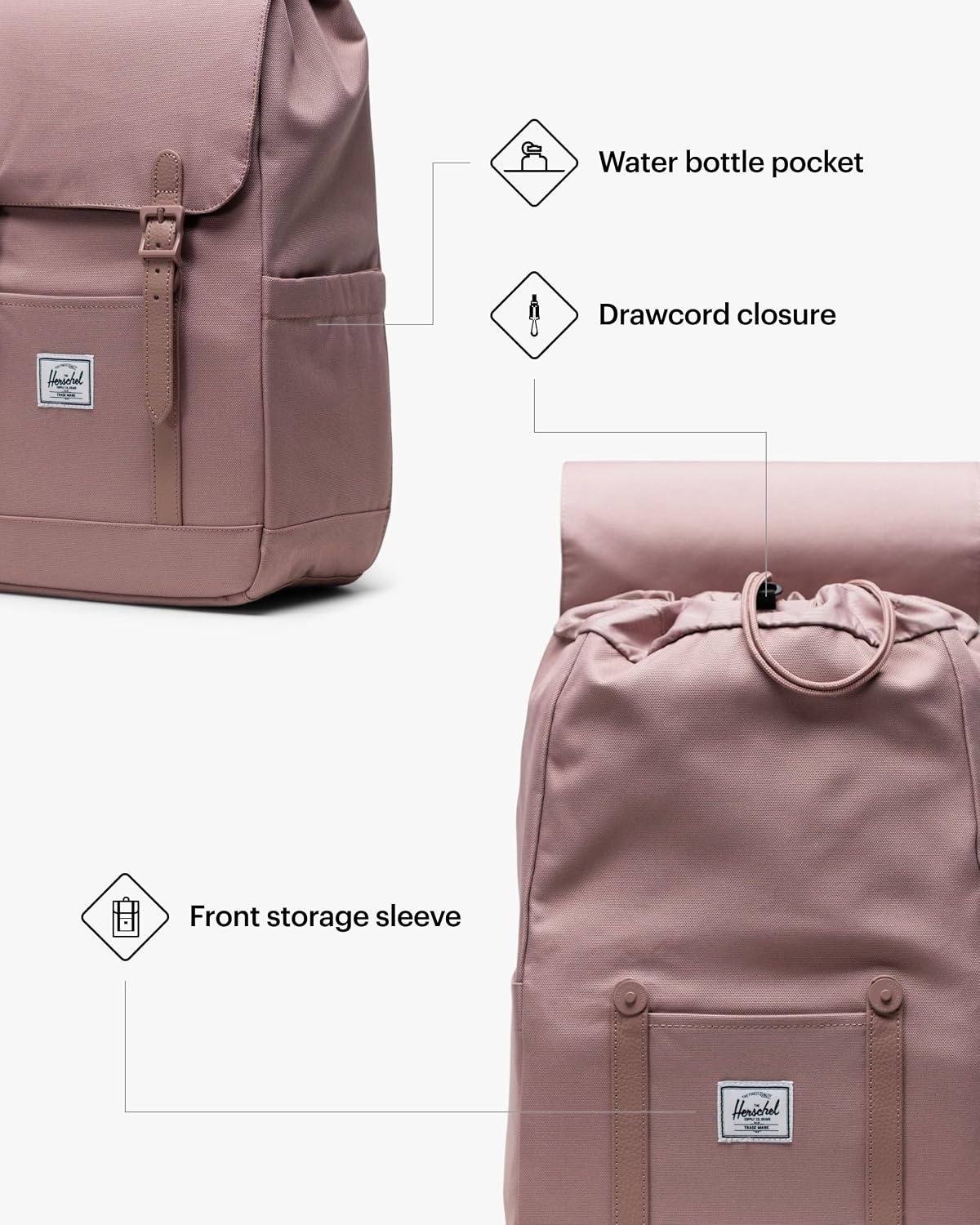 image:imageHerschel Retreat Backpack Black Standard 23LAsh Rose