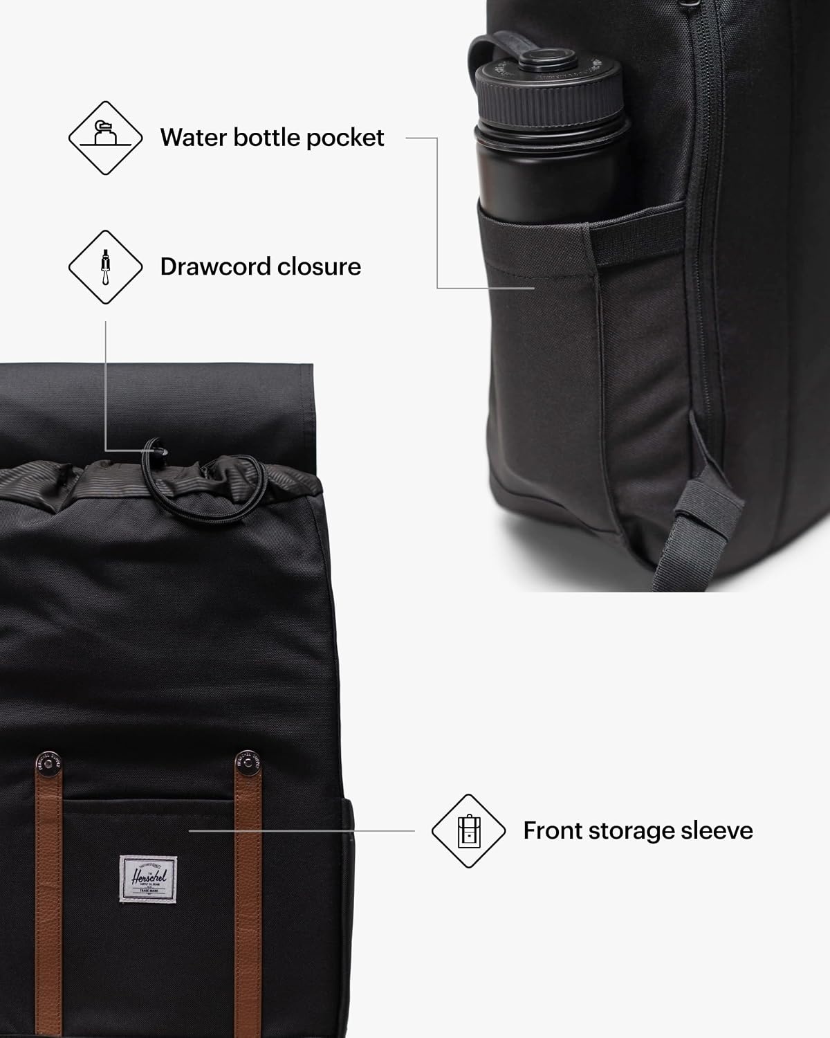 image:imageHerschel Retreat Backpack Black Standard 23LBlack