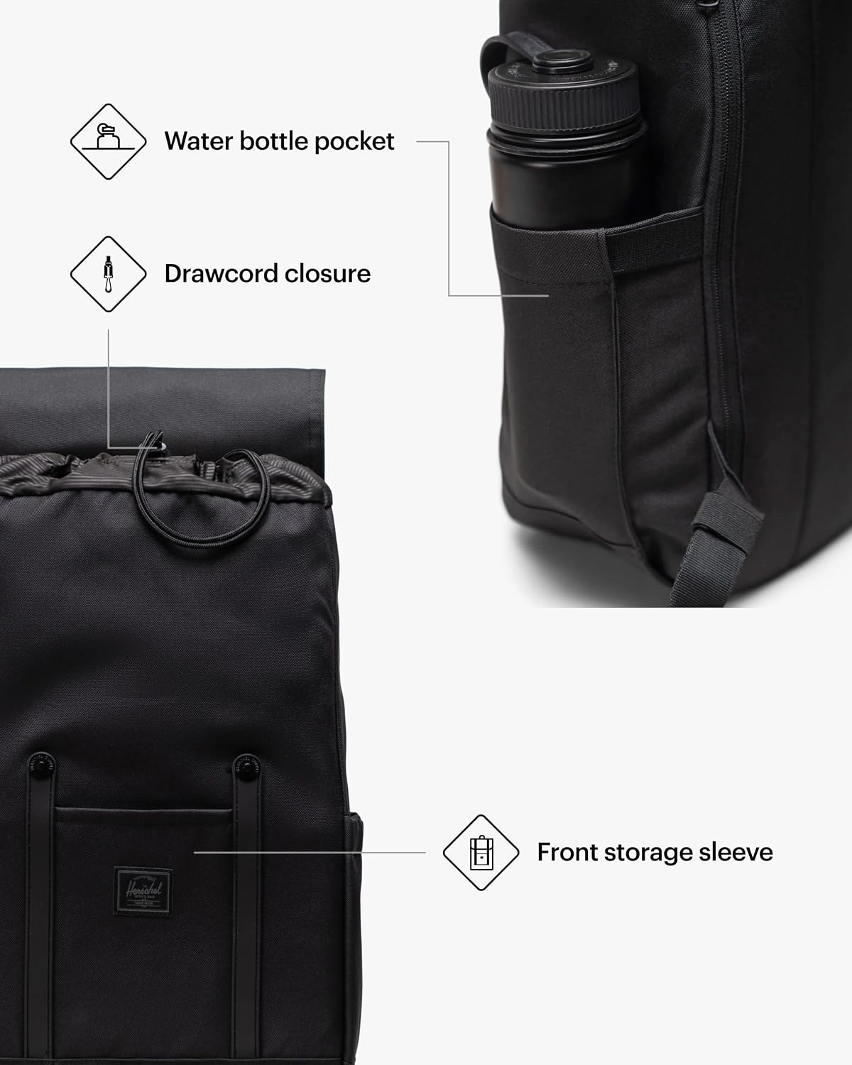 image:imageHerschel Retreat Backpack Black Standard 23LBlack Tonal