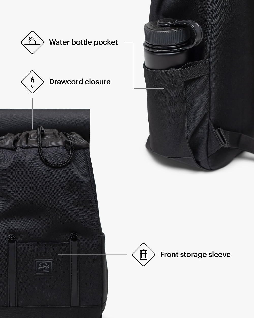 image:imageHerschel Retreat Backpack Black Standard 23LBlack Tonal