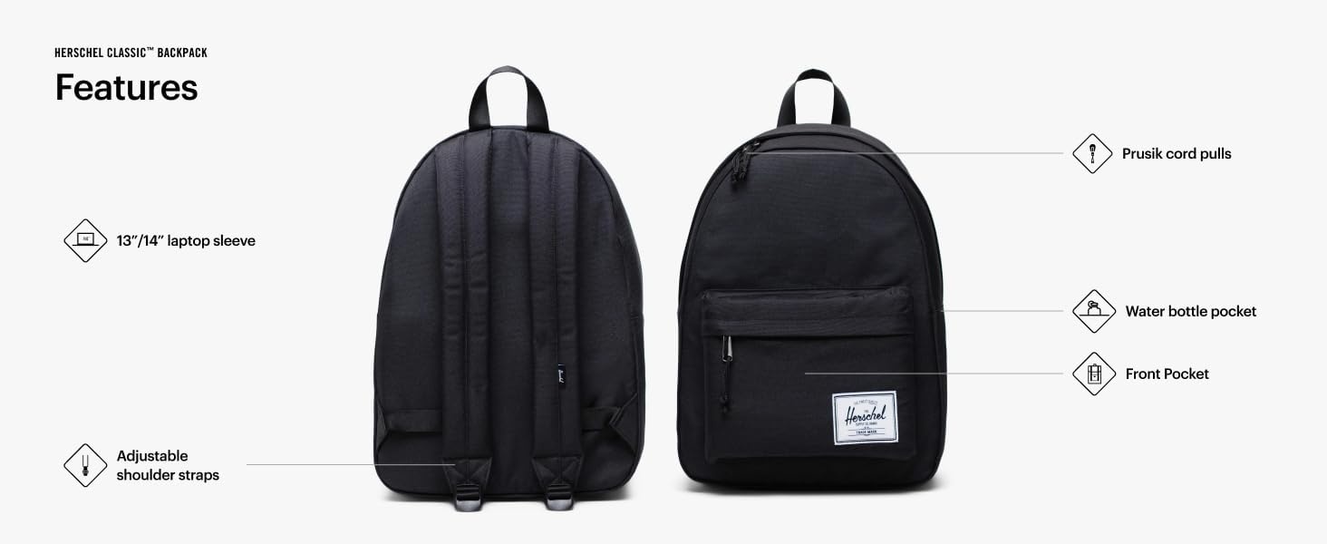 image:imageHerschel Supply Co Classic Backpack Raven Crosshatch Mod 20LAsh Rose