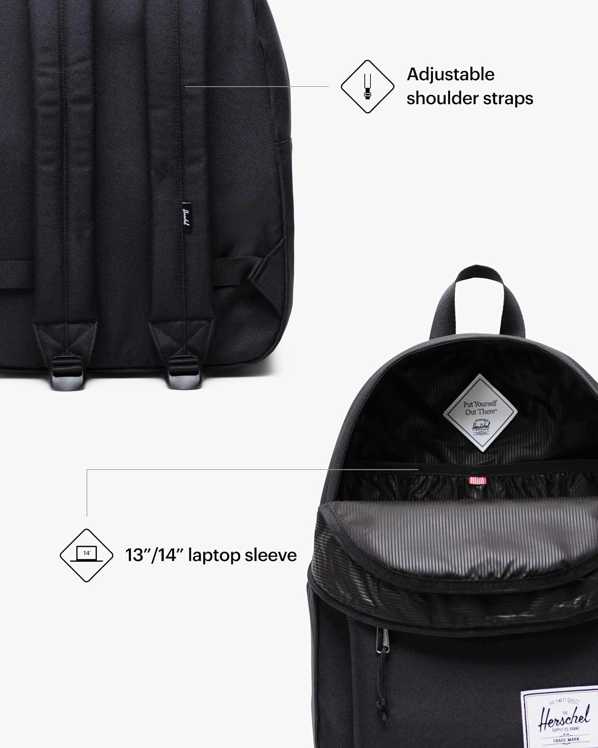 image:imageHerschel Supply Co Classic Backpack Raven Crosshatch Mod 20LBlack