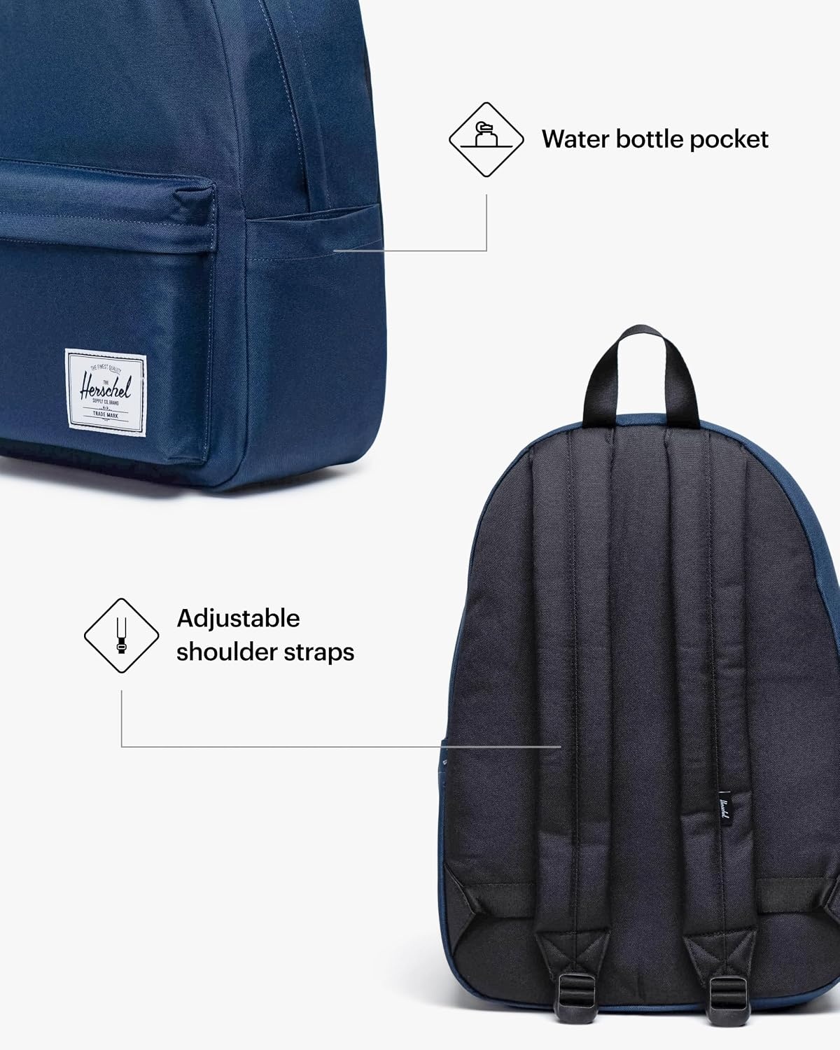 image:imageHerschel Supply Co Classic Backpack Raven Crosshatch Mod 20LBlue