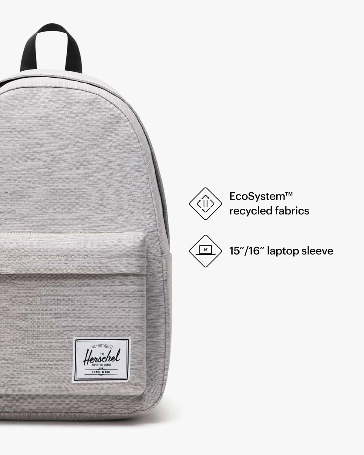 image:imageHerschel Supply Co Classic Backpack Raven Crosshatch Mod 20LLight Grey Crosshatch