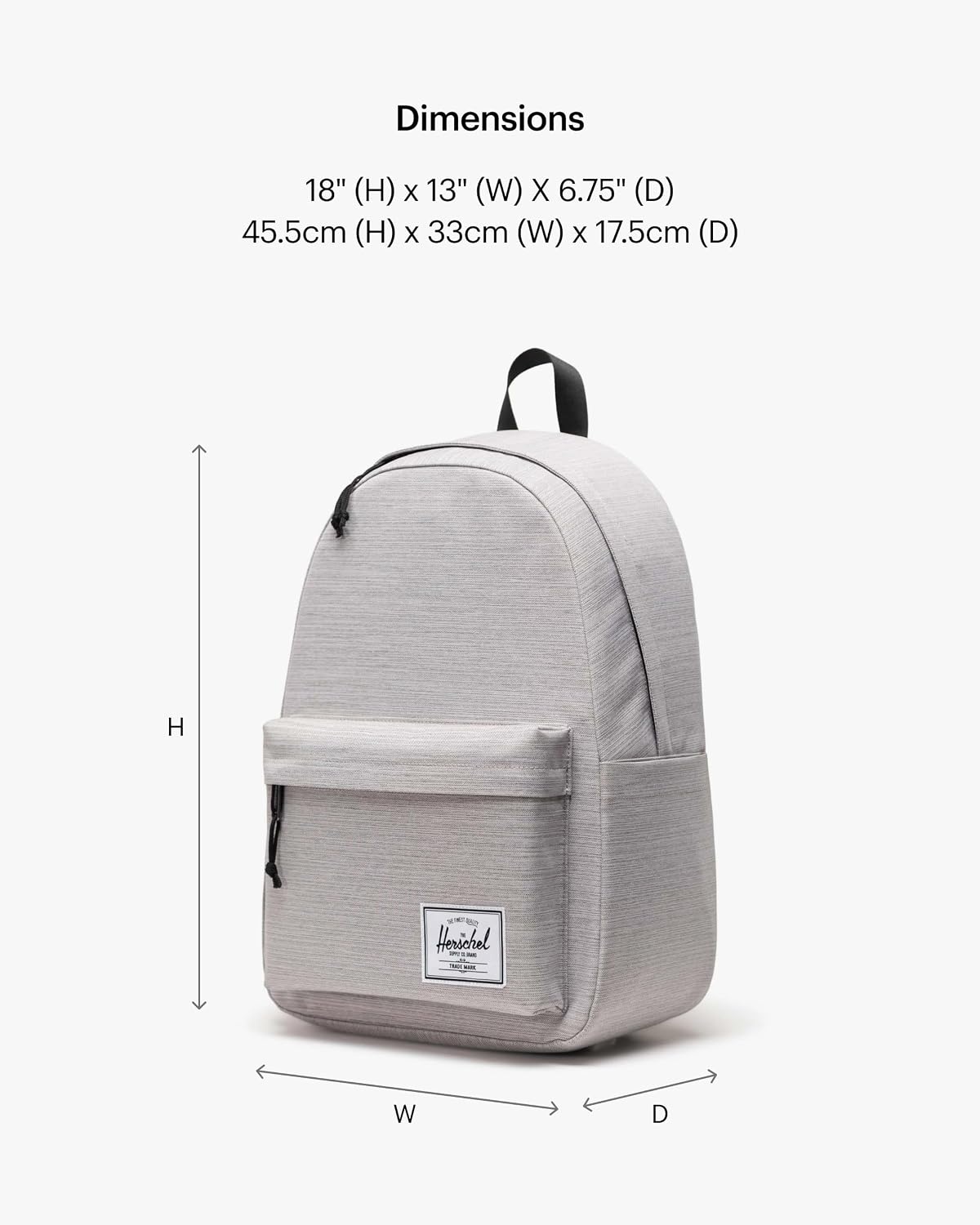 image:imageHerschel Supply Co Classic Backpack Raven Crosshatch Mod 20LLight Grey Crosshatch