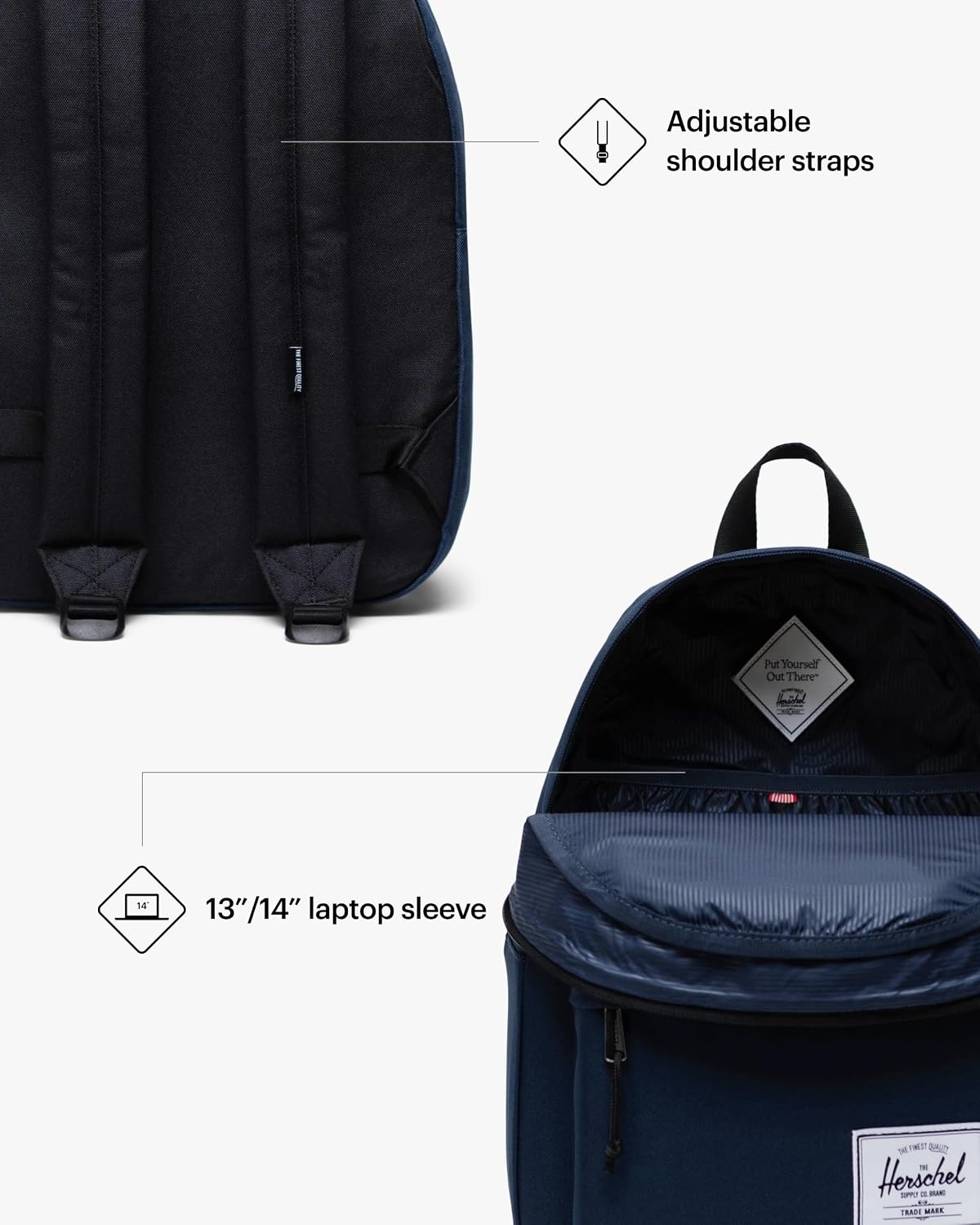 image:imageHerschel Supply Co Classic Backpack Raven Crosshatch Mod 20LNavy