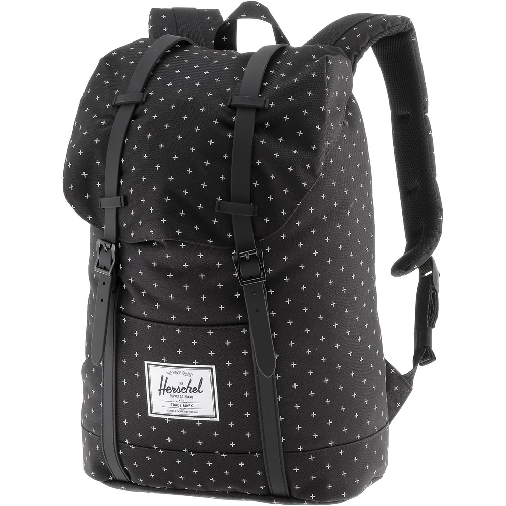 image:imageHerschel Retreat Backpack BlackSaddle Brown Classic 195LBlack GridlockBlack Rubber