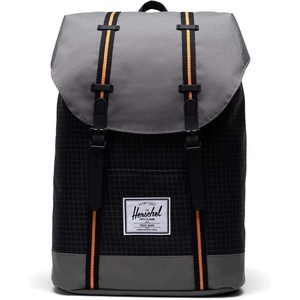Herschel Retreat Backpack, Black/Saddle Brown, Classic 19.5L(Black Grid/Gargoyle/Sun Orange)