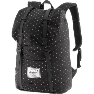 Herschel Retreat Backpack, Black/Saddle Brown, Classic 19.5L(Black Gridlock/Black Rubber)