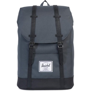 Herschel Retreat Backpack, Black/Saddle Brown, Classic 19.5L(Dark Shadow/Black/Black Synthetic Leather)