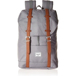 Herschel Retreat Backpack, Black/Saddle Brown, Classic 19.5L(Grey/Tan Synthetic Leather)