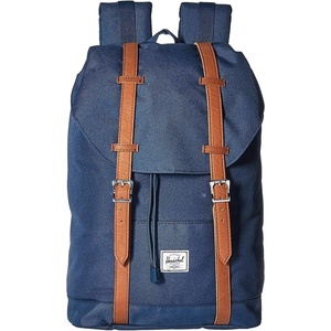Herschel Retreat Backpack, Black/Saddle Brown, Classic 19.5L(Navy/Tan Synthetic Leather)