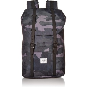 Herschel Retreat Backpack, Black/Saddle Brown, Classic 19.5L(Night Camo)