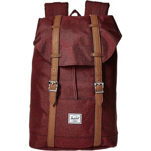 Herschel Retreat Backpack, Black/Saddle Brown, Classic 19.5L(Winetasting Crosshatch/Tan Synthetic Leather)